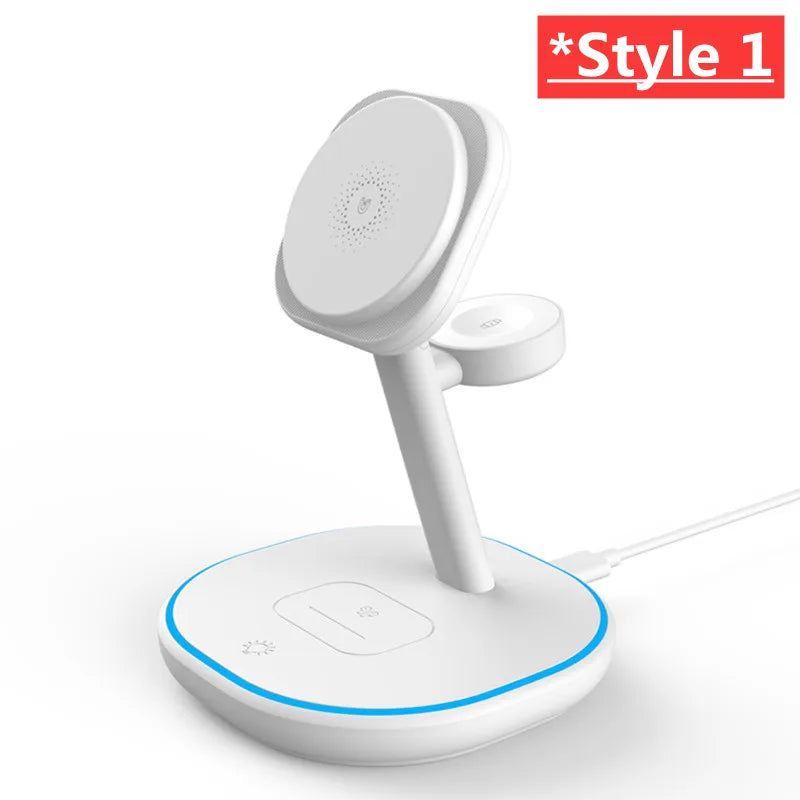 3 In 1 Magnetic Wireless Charger Stand For Magsafe iPhone 16 15 14 13 Pro Max Apple Watch 9 8 AirPods Pro Fast Charging Station A