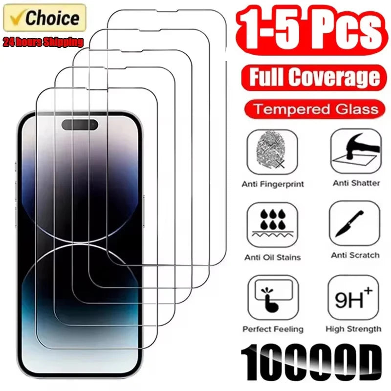1-5Pcs Tempered Glass for IPhone 18 16 15 14 13 12 11 Pro Max Screen Protector for iPhone Air 16e 7 8 SE X XS XR Protective Film