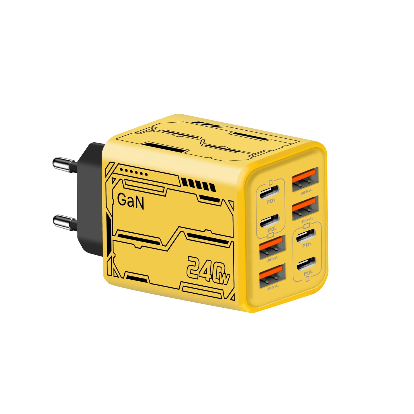 8 in 1 GaN Desktop USB Phone Charger 240W PD Fast Charger 4PD 4USB For iPhone 16 15 Pro Samsung Xiaomi EU US Plug Power Adapter