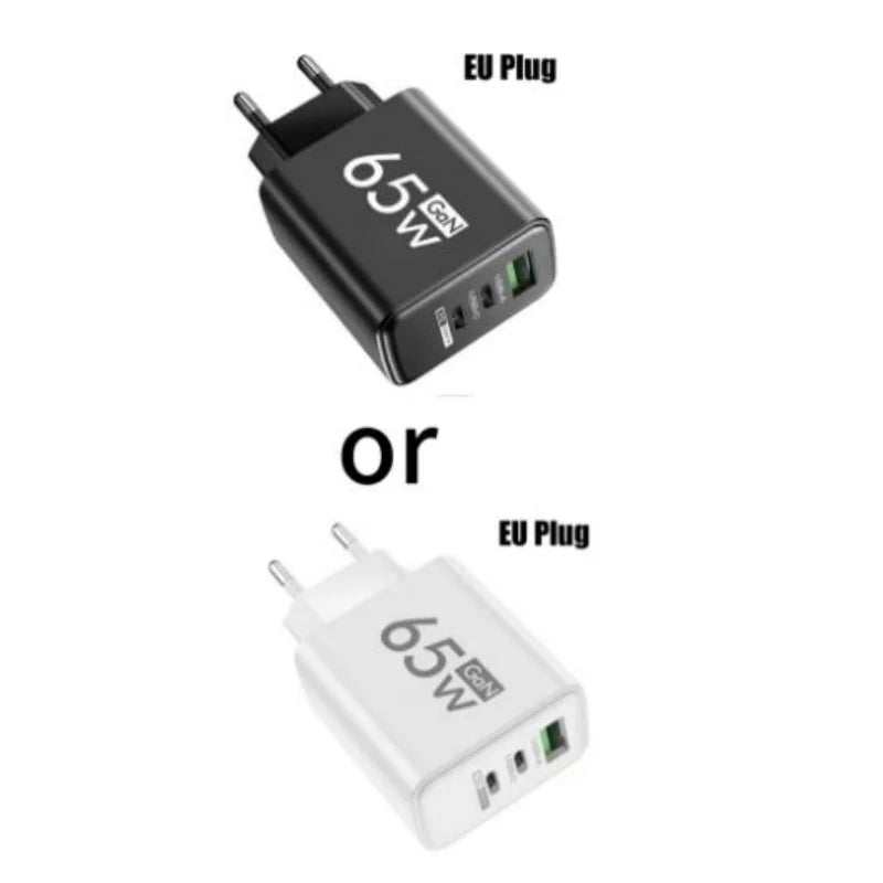 GAN Fast Charging 65W USB European Plug QC3.0 EU KR PD Fast Charging Head Is Suitable for Xiaomi Huawei Samsung Mobile Phone Cha
