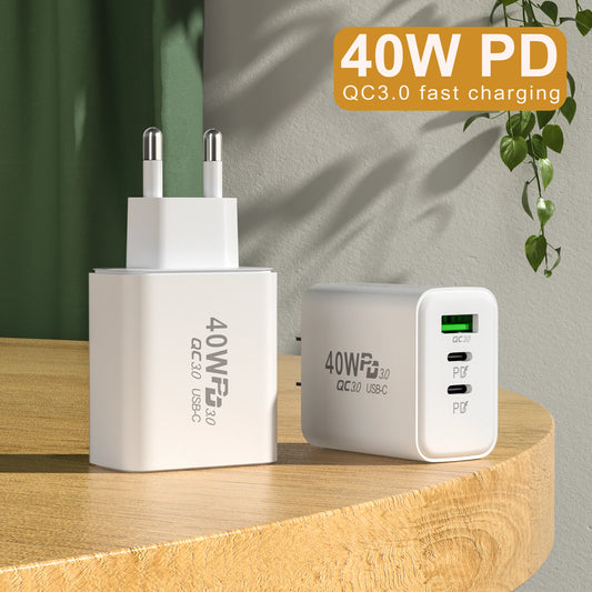 USB Type C Charger PD 40W Quick Charge Fast Charging Mobile Phone Wall Adapter for iPhone 16 Pro Samsung Xiaomi Power Adapter