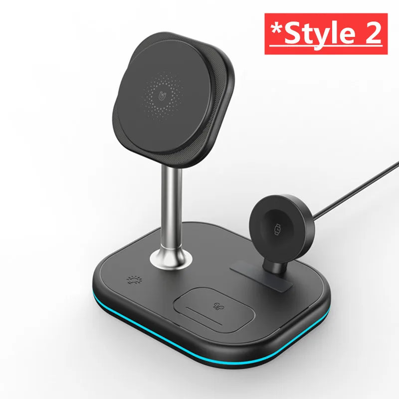 3 In 1 Magnetic Wireless Charger Stand For Magsafe iPhone 16 15 14 13 Pro Max Apple Watch 9 8 AirPods Pro Fast Charging Station A