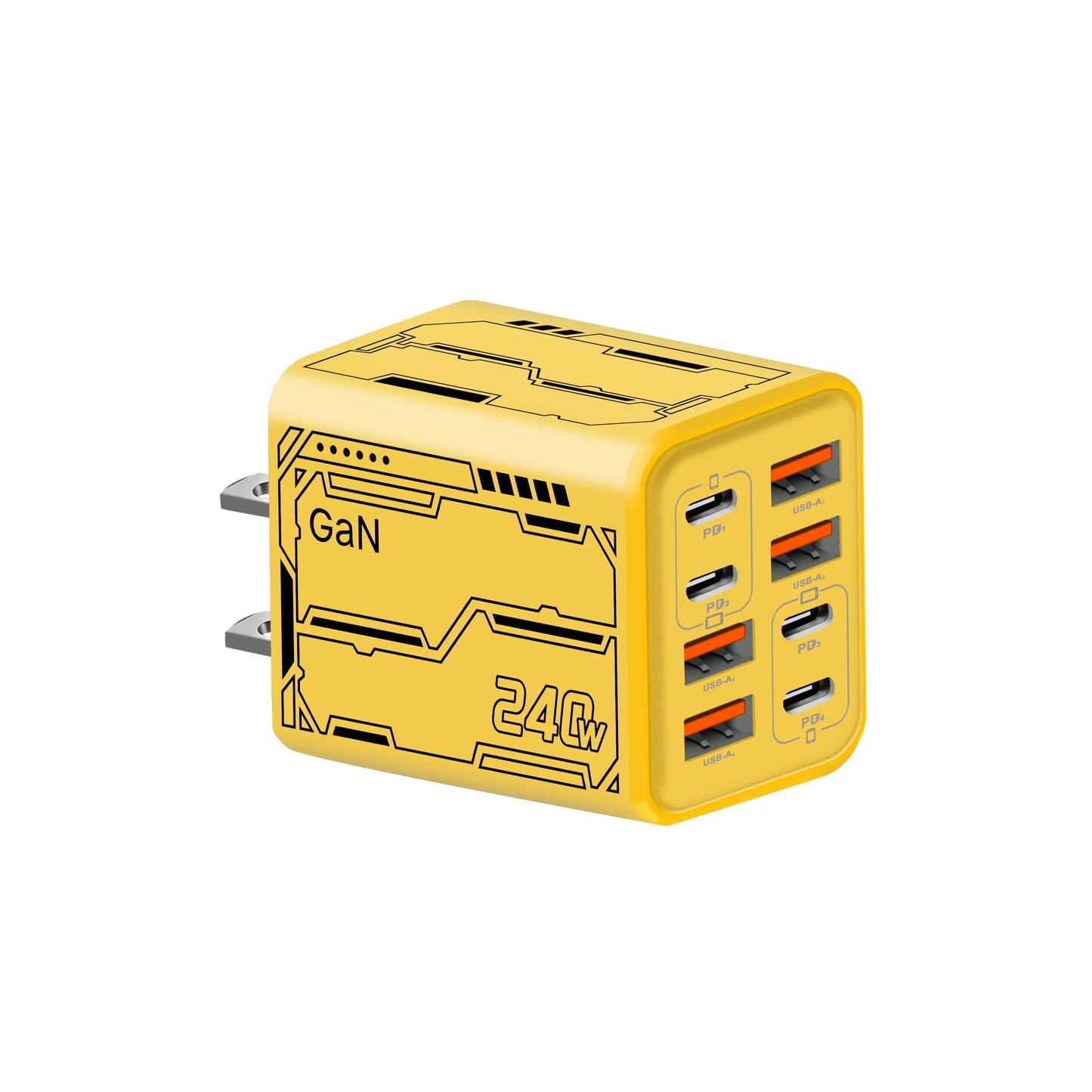 8 in 1 GaN Desktop USB Phone Charger 240W PD Fast Charger 4PD 4USB For iPhone 16 15 Pro Samsung Xiaomi EU US Plug Power Adapter
