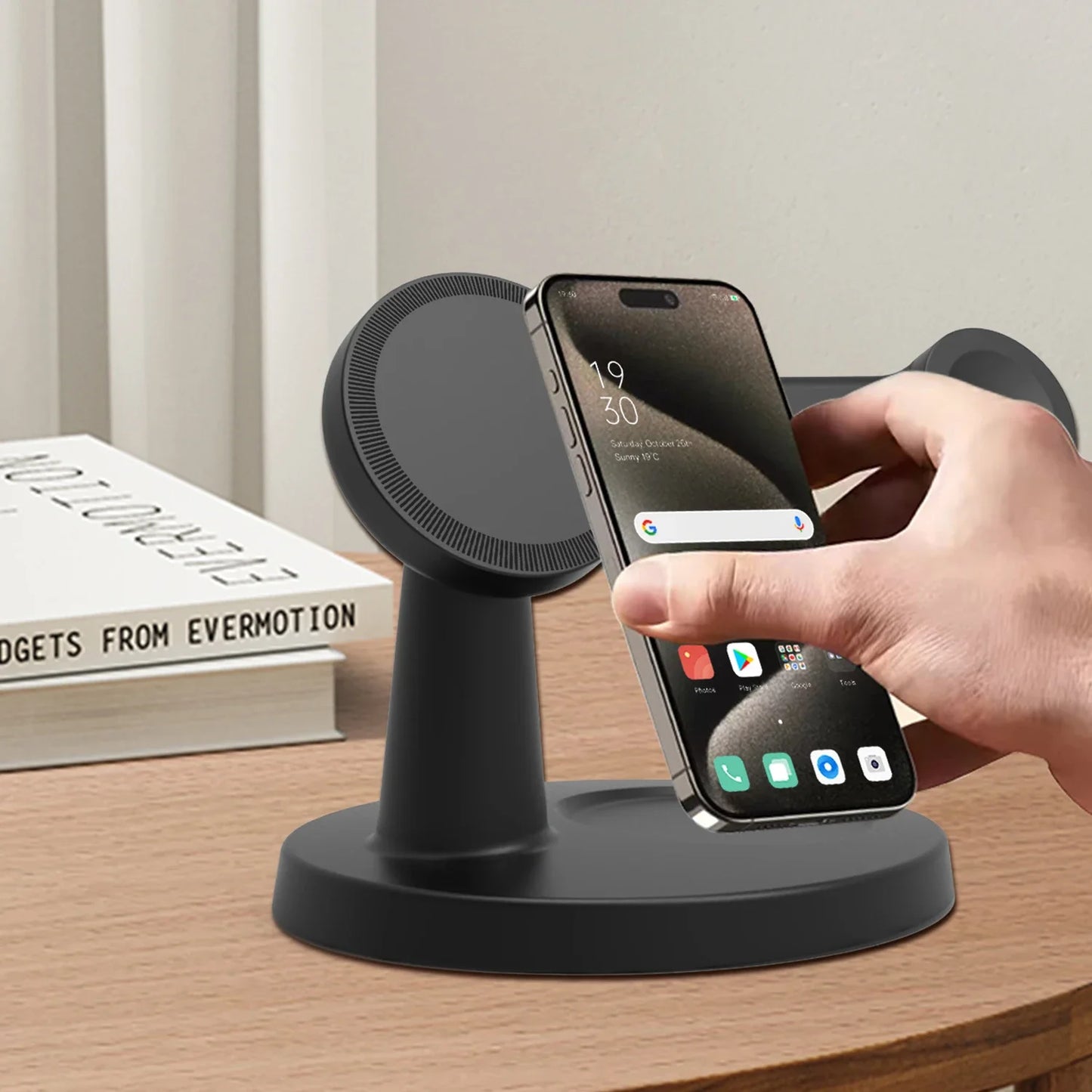 3 In 1 Magnetic Wireless Charger Stand For Magsafe iPhone 16 15 14 13 Pro Max Apple Watch 9 8 AirPods Pro Fast Charging Station A