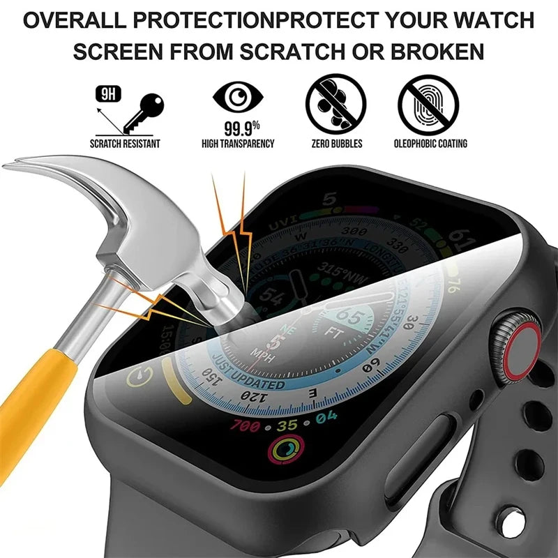 Glass+Cover For Apple Watch case 46mm 44mm 40mm 41mm 45mm 49mm 42mm Screen Protector iWatch serie Ultra 9 8 7 6 SE 5 10 42/46mm
